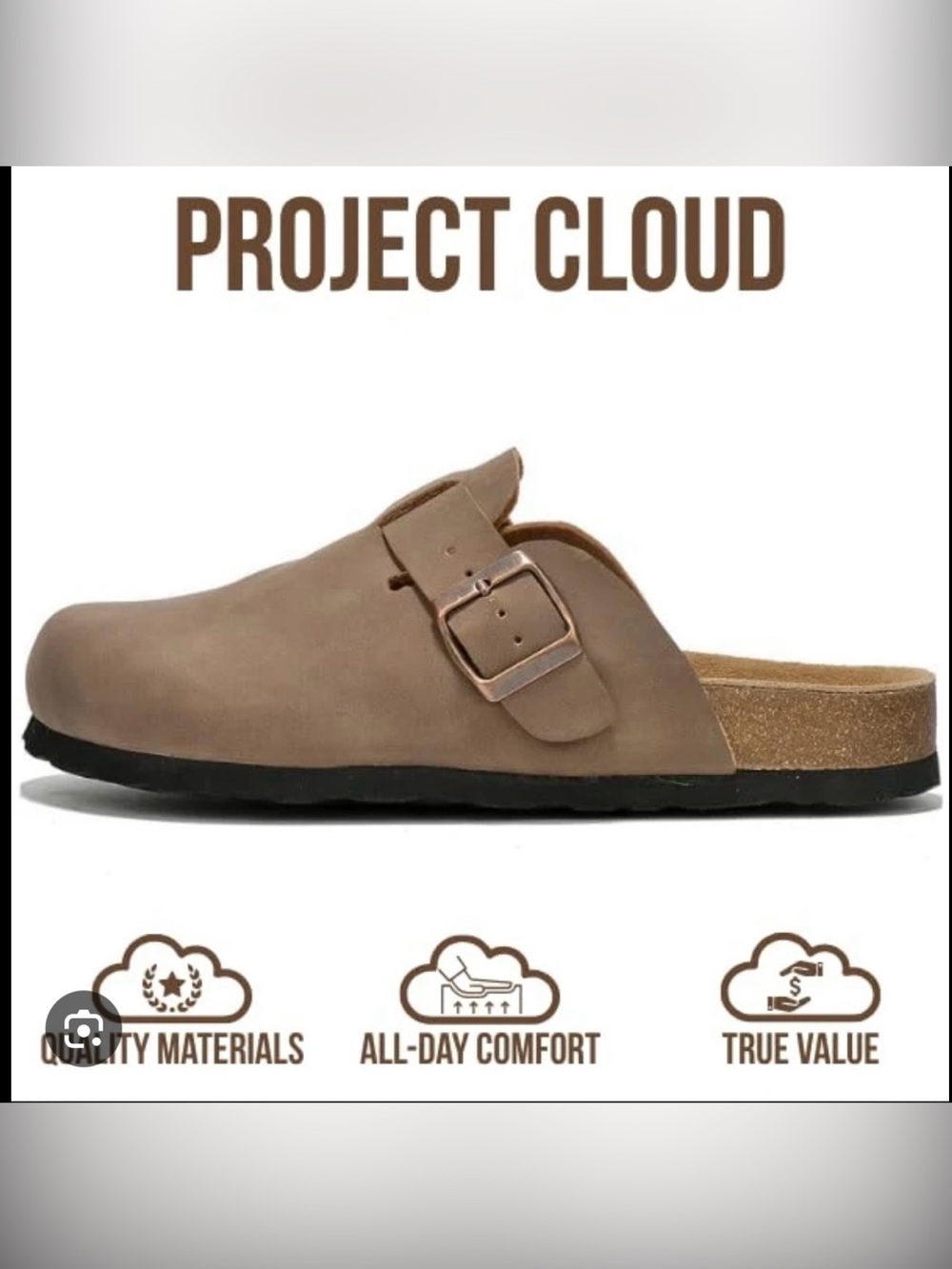 Project Cloud Women's Brown Buckle Slip-On Clog Slippers Sz 8